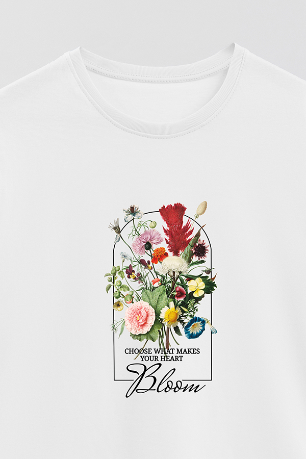 REMERA BASICA ESTAMPADA FLO3 MAKES MY HEART BLOOM