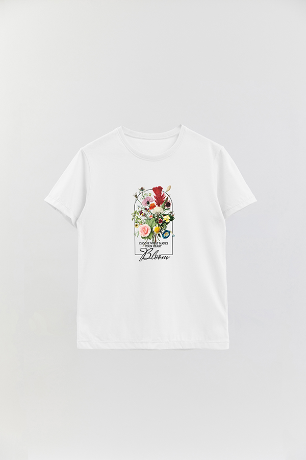 REMERA BASICA ESTAMPADA FLO3 MAKES MY HEART BLOOM