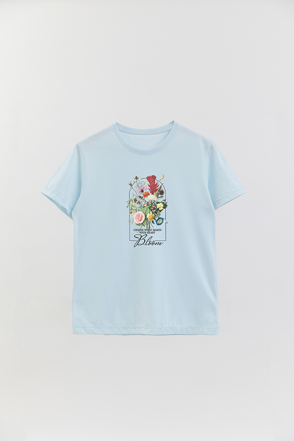 REMERA BASICA ESTAMPADA FLO3 MAKES MY HEART BLOOM