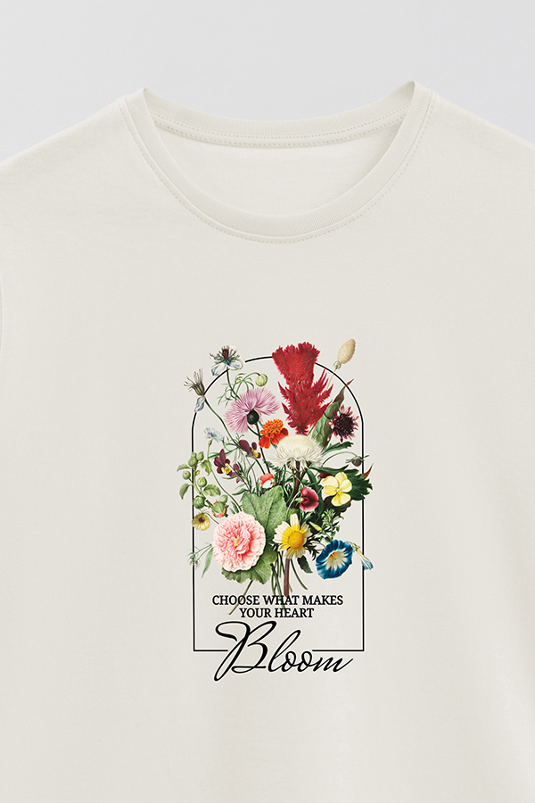 REMERA BASICA ESTAMPADA FLO3 MAKES MY HEART BLOOM