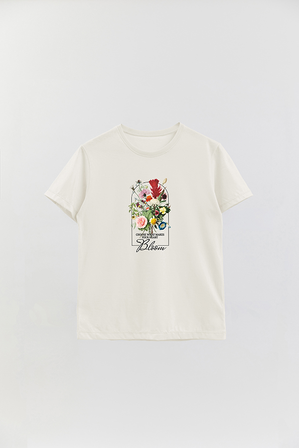 REMERA BASICA ESTAMPADA FLO3 MAKES MY HEART BLOOM