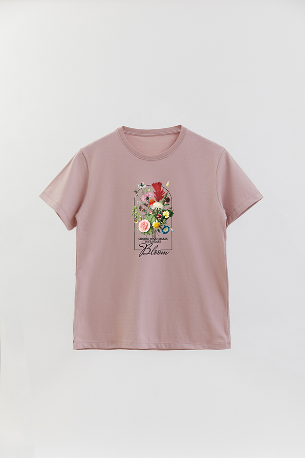 REMERA BASICA ESTAMPADA FLO3 MAKES MY HEART BLOOM