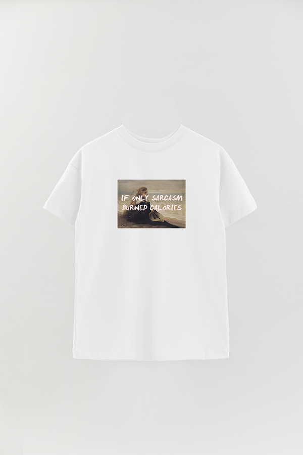 REMERA OVER ESTAMPADA ART COLLECTION 60 IF ONLY SARCASM BURNED CALORIES
