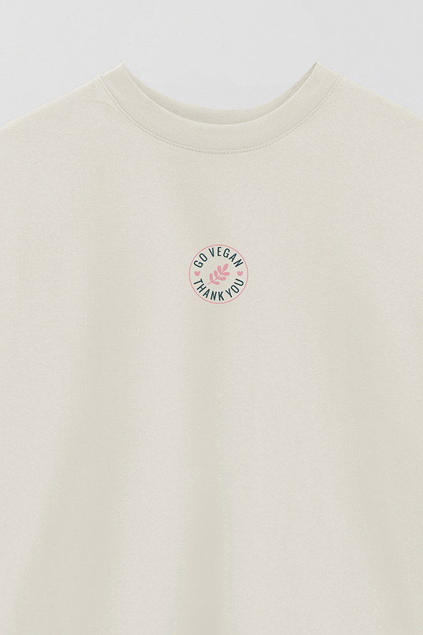 REMERA OVER ESTAMPADA VEGAN GO VEGAN