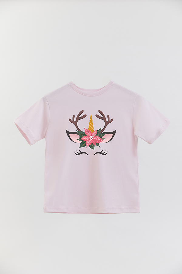 REMERA BASICA ESTAMPADA UNICORN POINSETTIA