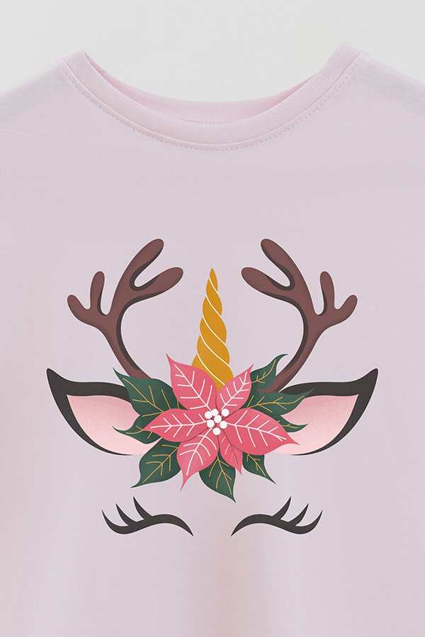 REMERA BASICA ESTAMPADA UNICORN POINSETTIA