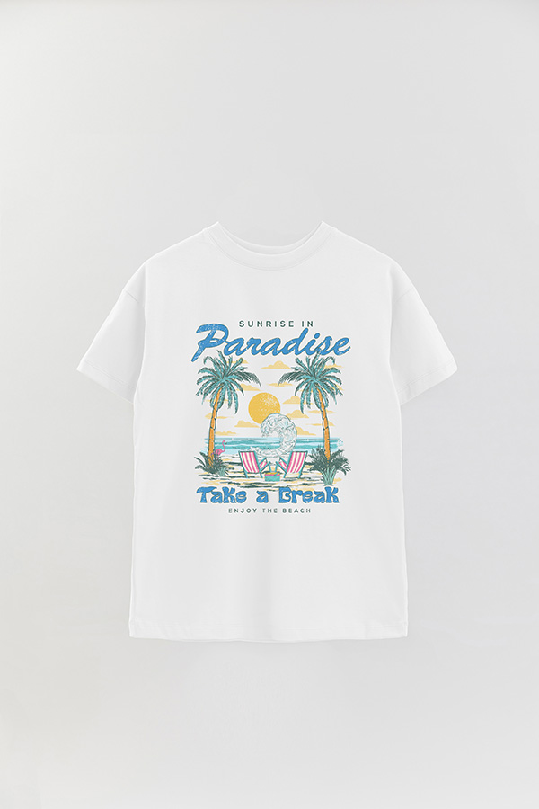 REMERA OVER ESTAMPADA SUNRISE IN PARADISE