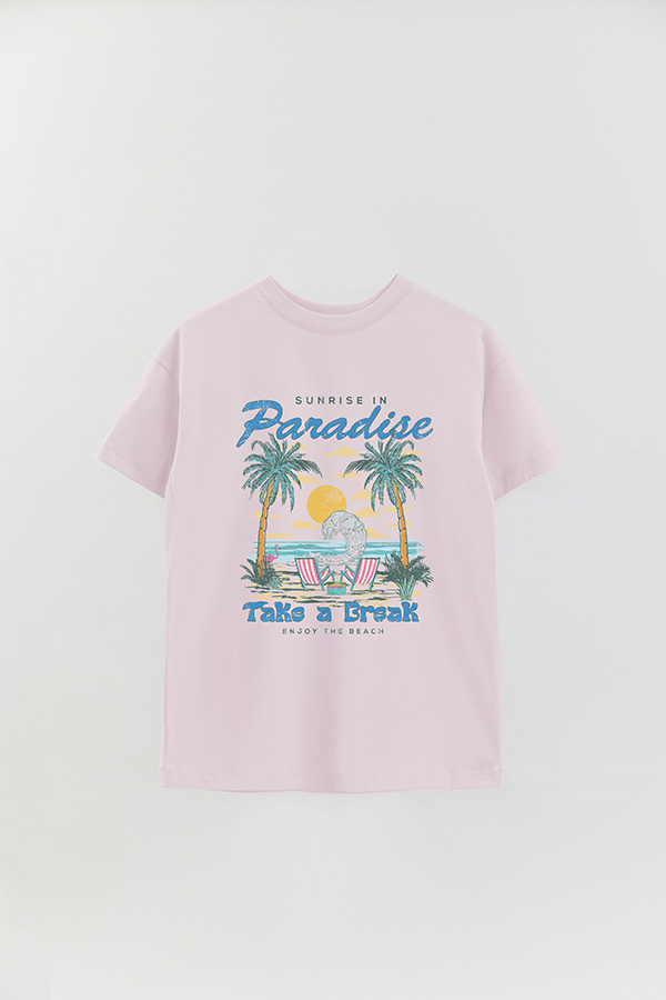 REMERA OVER ESTAMPADA SUNRISE IN PARADISE