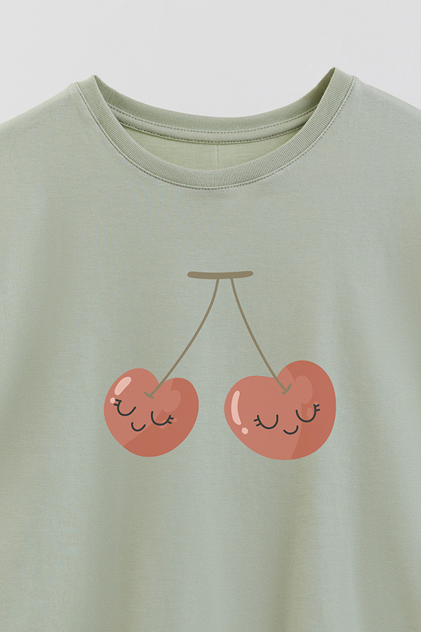REMERA GIRL OVER FRUIT CHERRY FACE