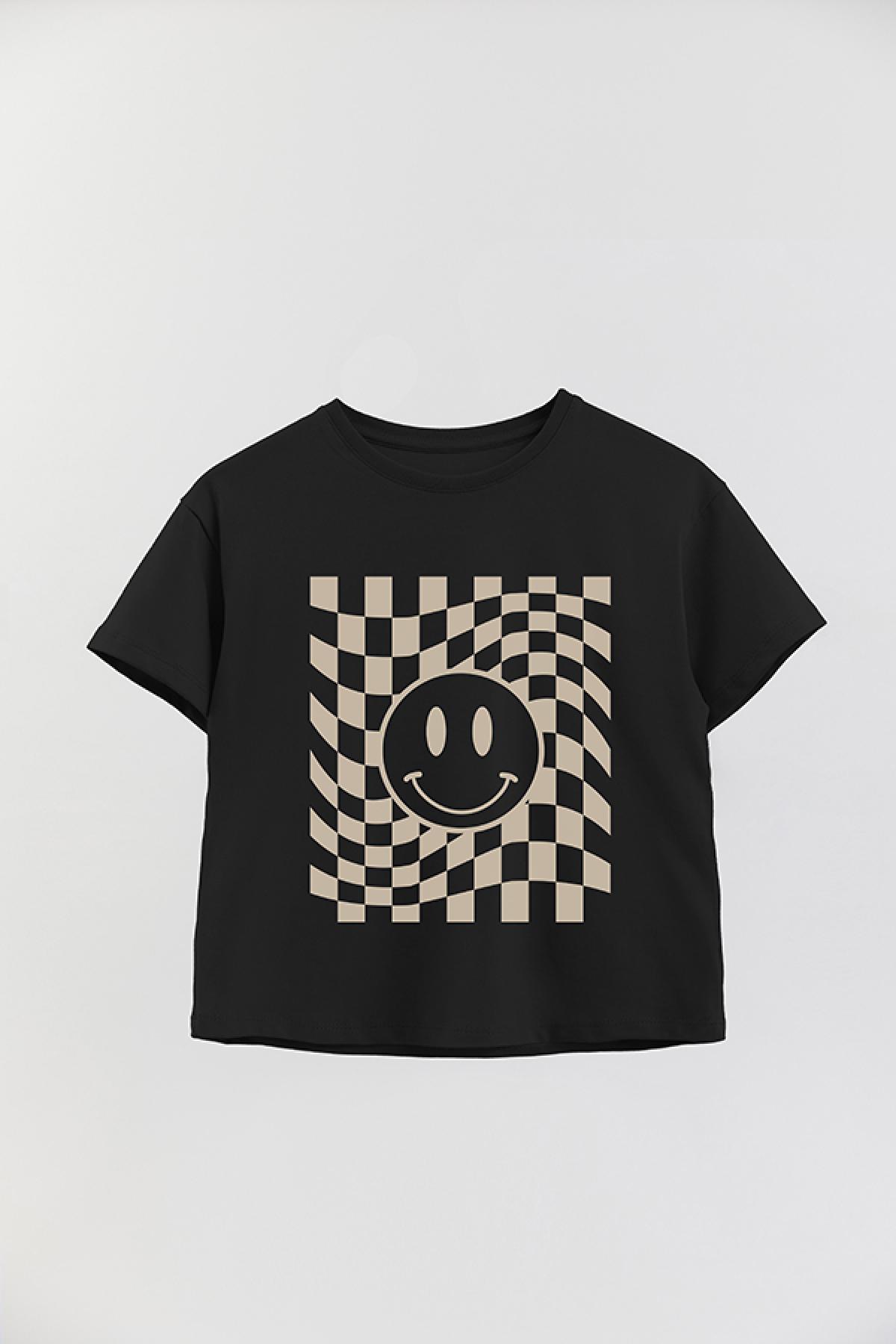 REMERA BOY OVER RT SMILEY CHECKERED