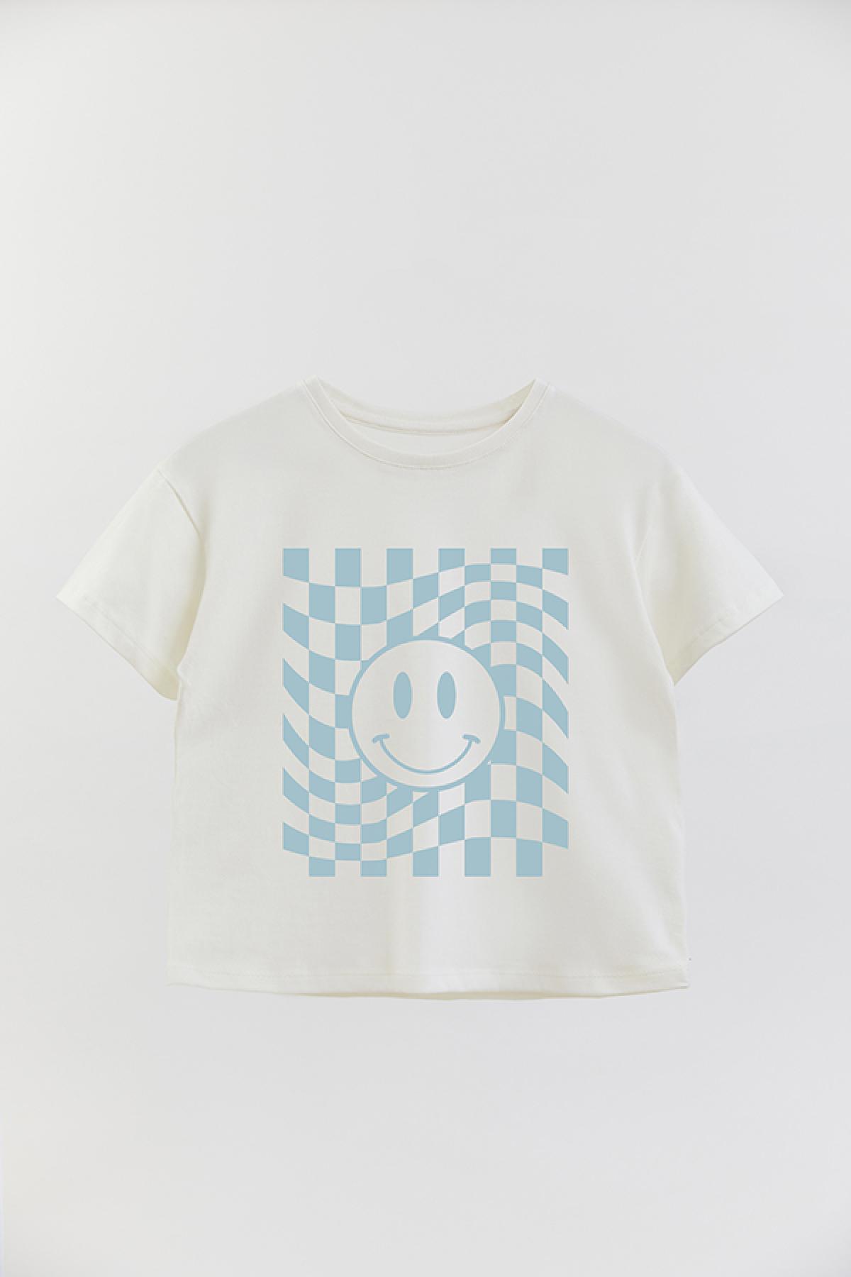 REMERA BOY OVER RT SMILEY CHECKERED