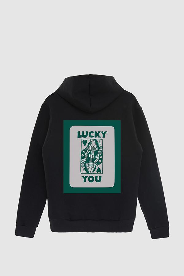 HOODIE ESTAMPADO POSTER LUCKY YOU