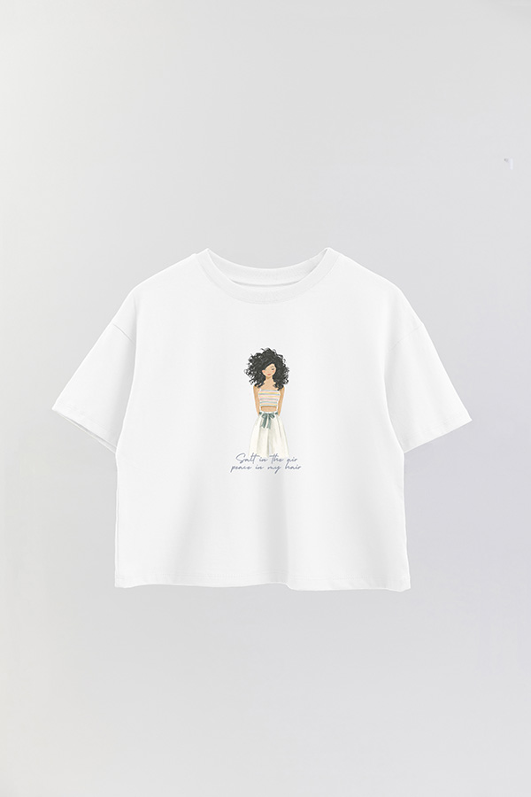 REMERA CROP ESTAMPADA COASTAL SALT IN THE AIR