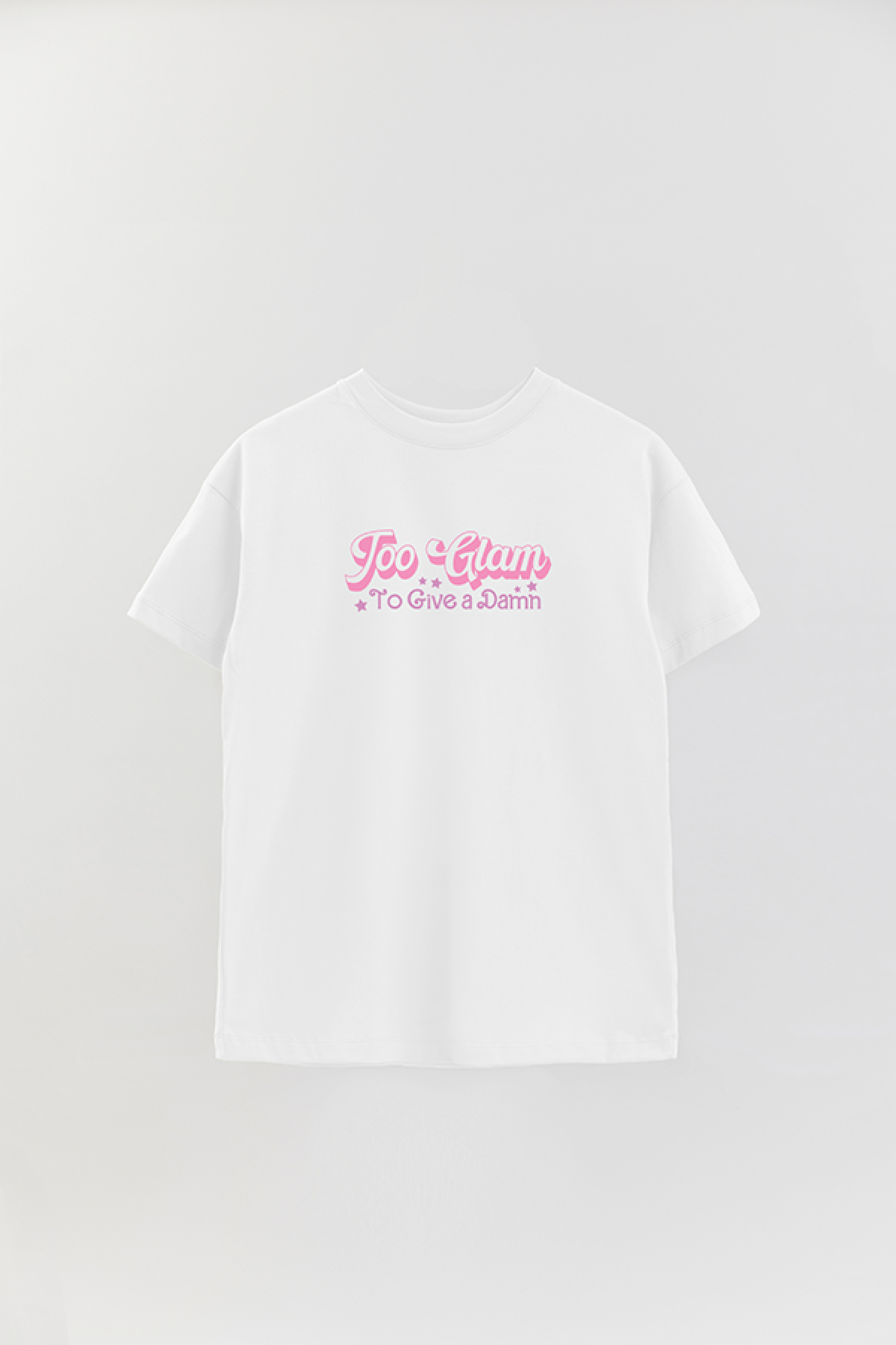 REMERA OVER ESTAMPADA LV4 TOO GLAM TO GIVE A DAMN