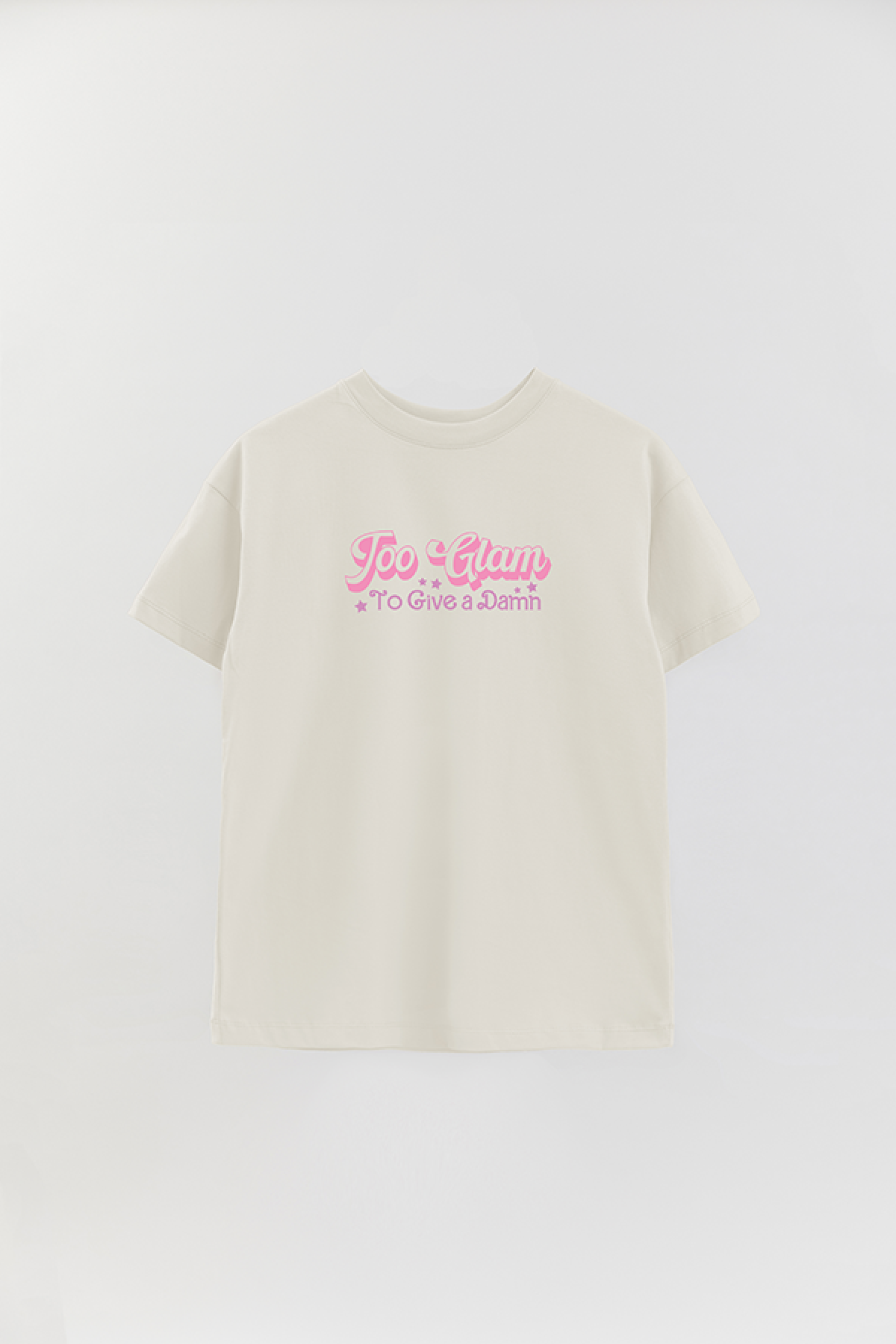 REMERA OVER ESTAMPADA LV4 TOO GLAM TO GIVE A DAMN