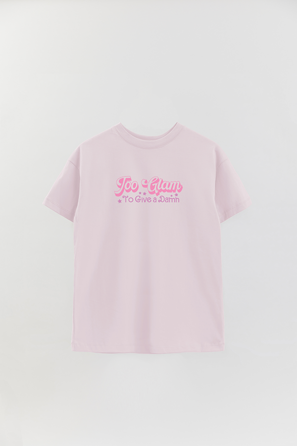 REMERA OVER ESTAMPADA LV4 TOO GLAM TO GIVE A DAMN
