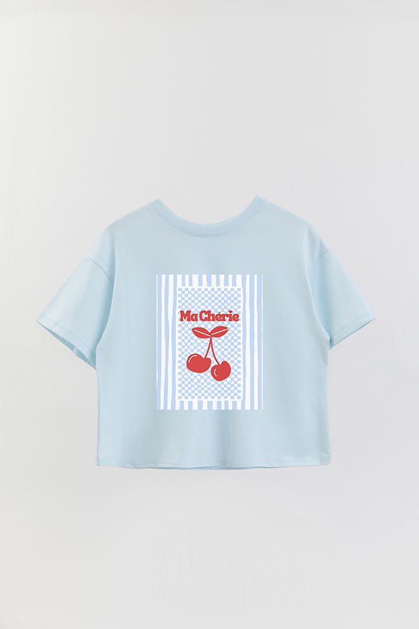 REMERA CROP ESTAMPADA BEACH BLUE MA CHERIE
