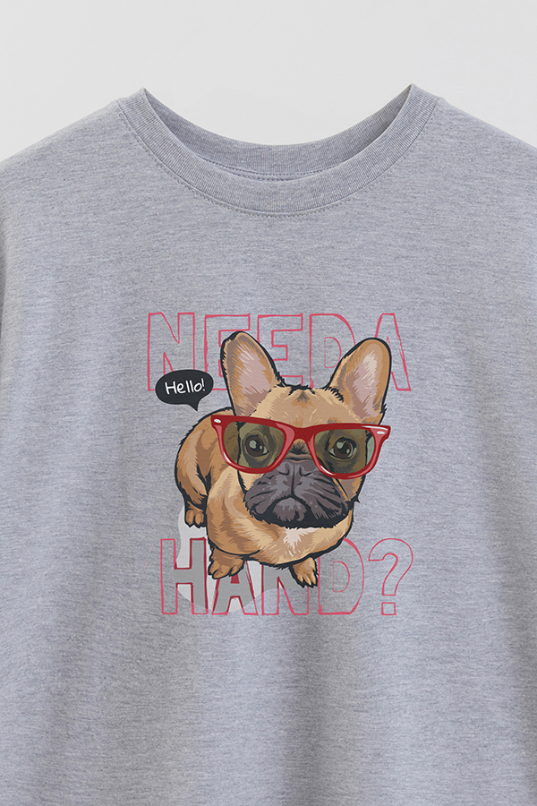 REMERA OVER ESTAMPADA DOG NEED A HAND