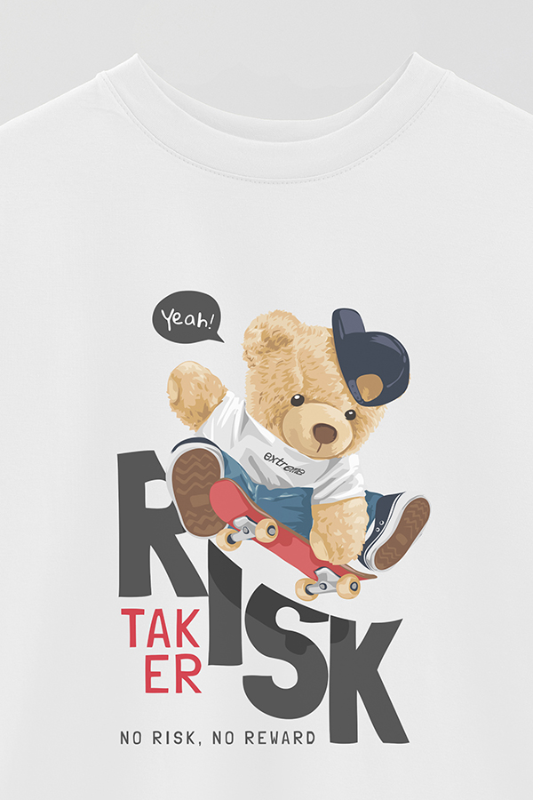 REMERA OVER ESTAMPADA UNISEX TEDDY TAKER RISK