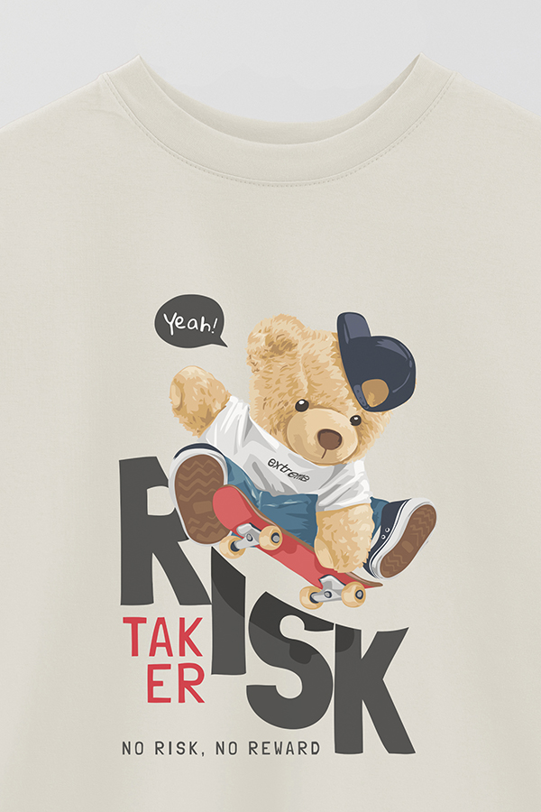 REMERA OVER ESTAMPADA UNISEX TEDDY TAKER RISK