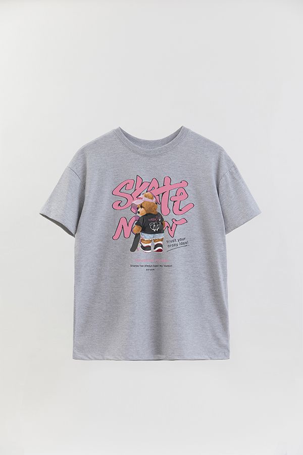 REMERA OVER ESTAMPADA UNISEX TEDDY SKATE PINK