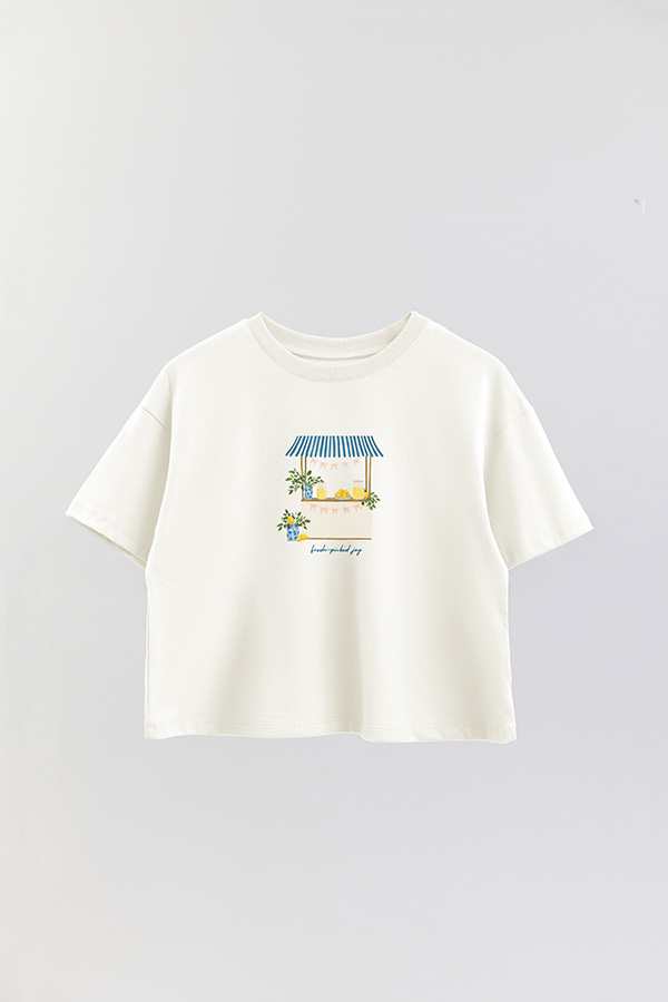 REMERA CROP ESTAMPADA COASTAL FRESH PICKED JOY