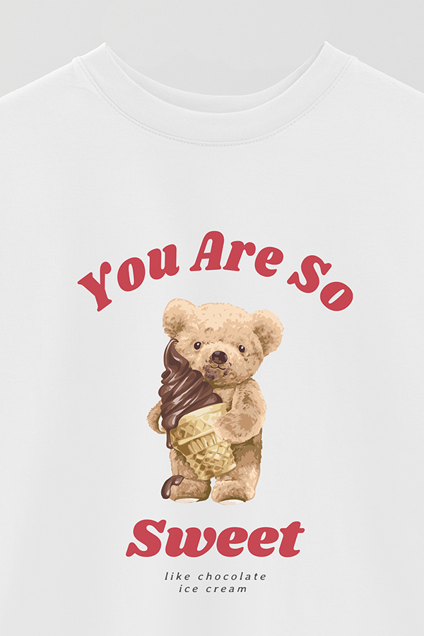 REMERA OVER ESTAMPADA UNISEX TEDDY YOU ARE SO SWEET