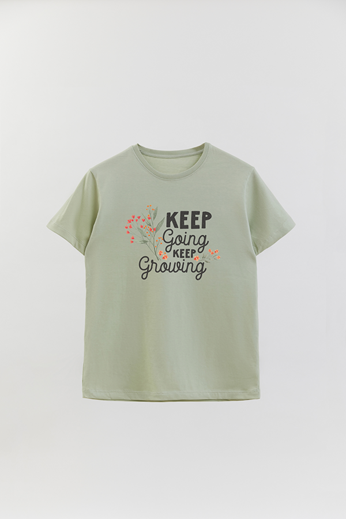 REMERA BASICA ESTAMPADA FLO KEEP GOING