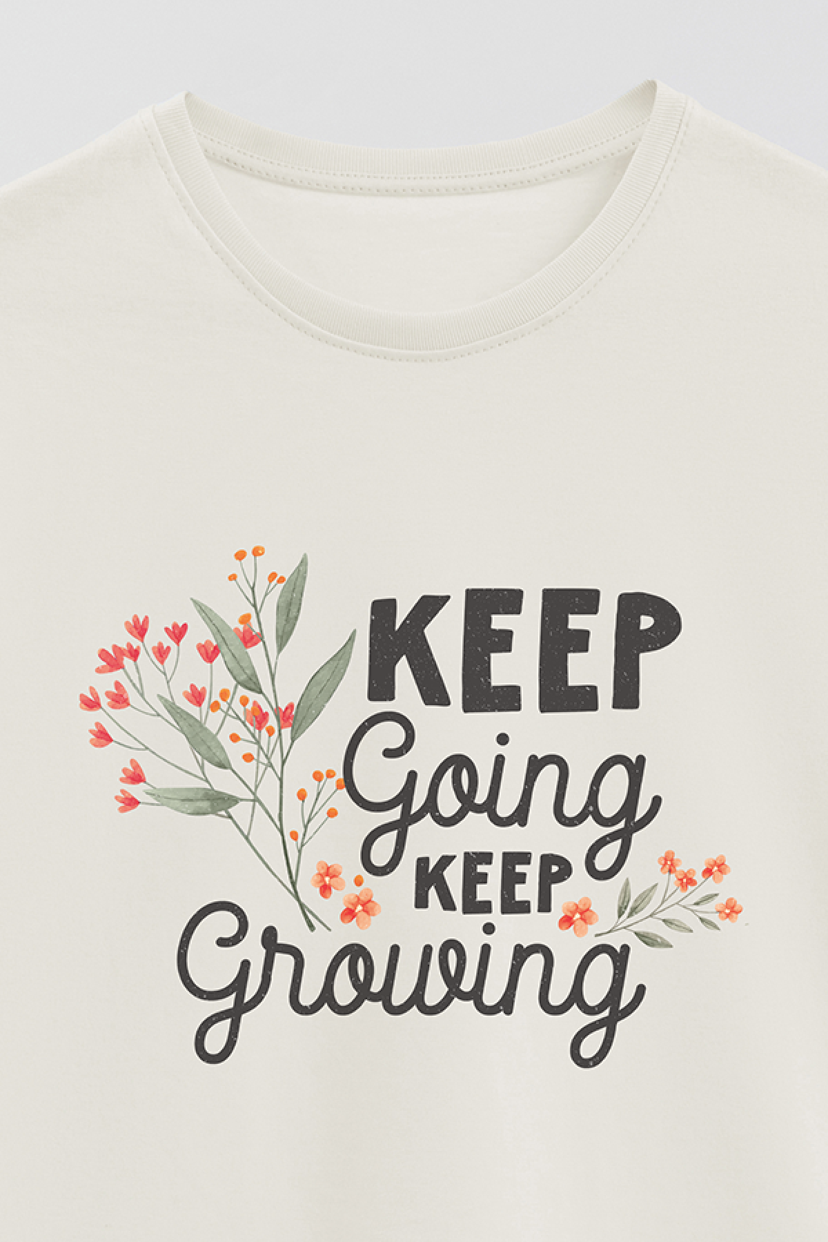 REMERA BASICA ESTAMPADA FLO KEEP GOING