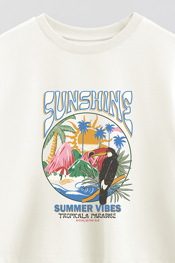 REMERA CROP ESTAMPADA SUNSHINE PARADISE 1