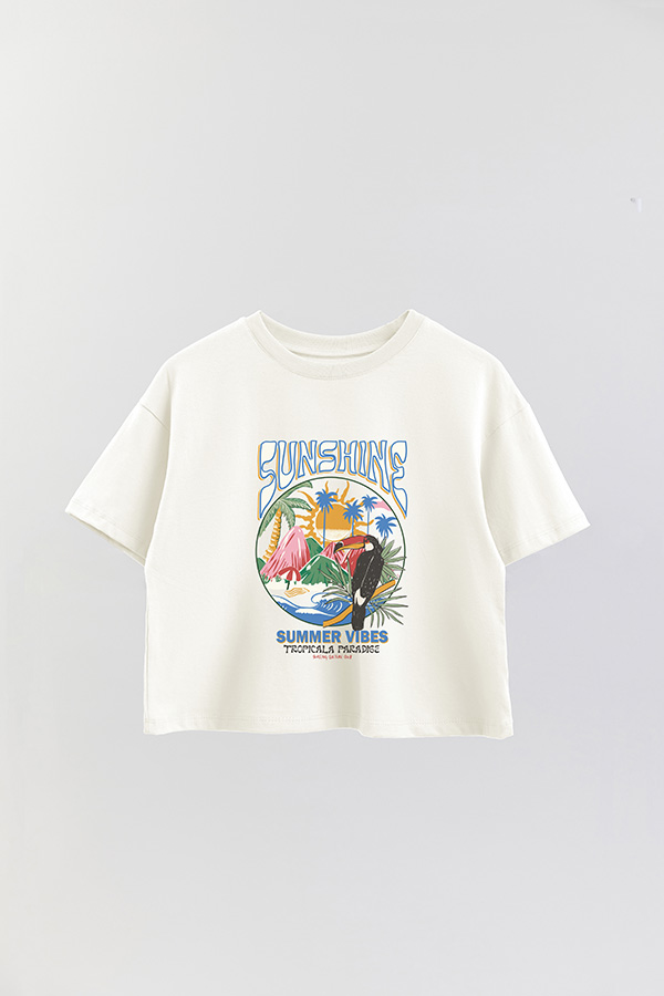 REMERA CROP ESTAMPADA SUNSHINE PARADISE 1