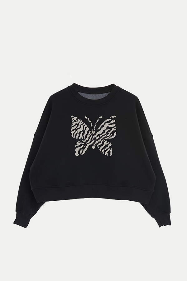 BUZO CROP ESTAMPADO ANIMAL PRINT BUTTERFLY