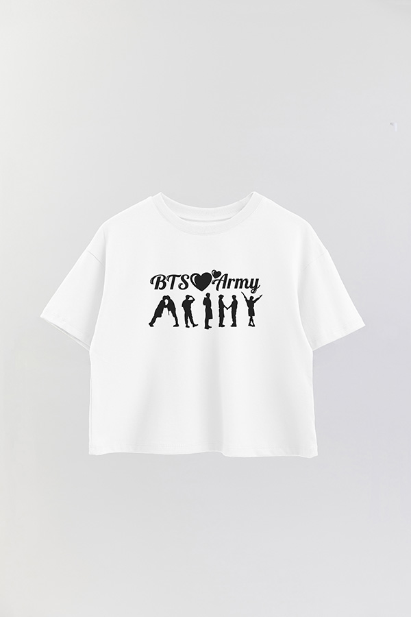 REMERA CROP ESTAMPADA BTS ARMY