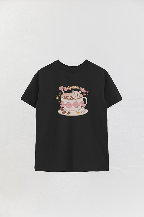 REMERA OVER ESTAMPADA CAT CATPPUCCINO