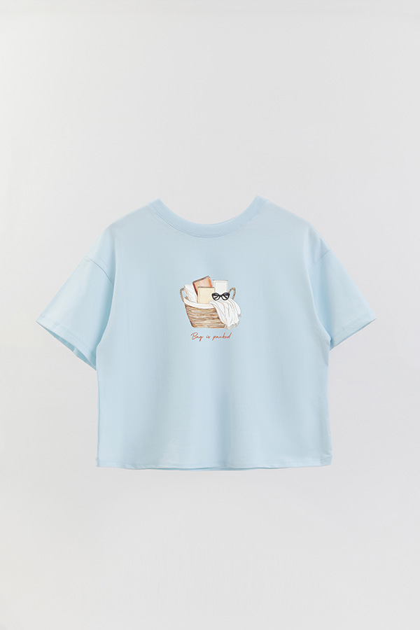REMERA CROP ESTAMPADA COASTAL BAG IS PACKED