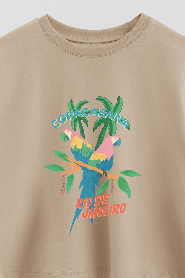 REMERA CROP ESTAMPADA RIO DE JANERIO COPACABANA