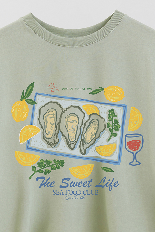 REMERA CROP ESTAMPADA THE SWEET LIFE