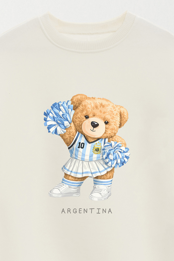 BUZO CREWNECK ESTAMPADO TEDDY ARG HINCHADA