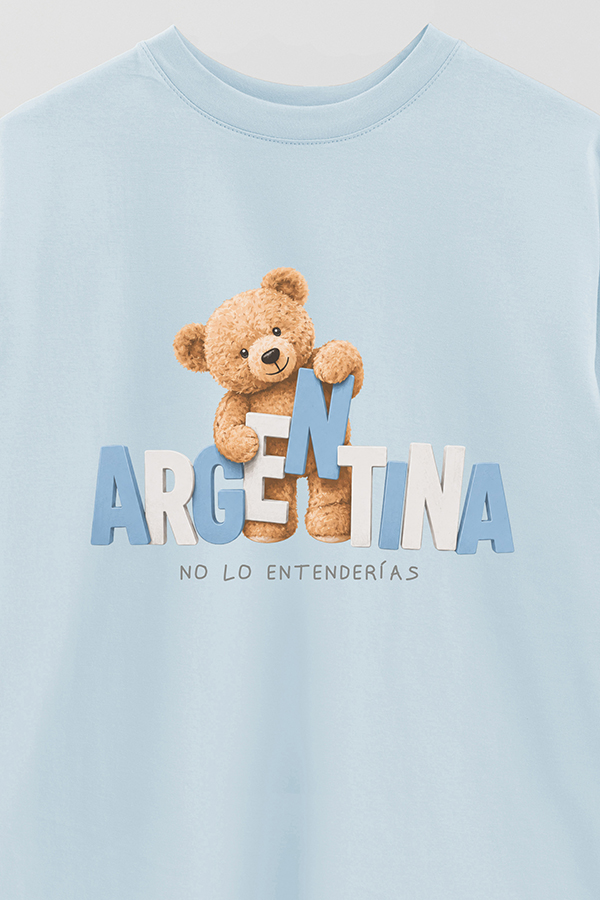 REMERA OVER ESTAMPADA TEDDY ARG NO LO ENTENDERIAS