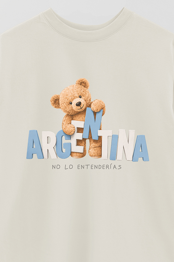 REMERA OVER ESTAMPADA TEDDY ARG NO LO ENTENDERIAS