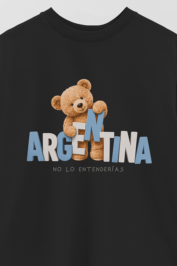 REMERA OVER ESTAMPADA TEDDY ARG NO LO ENTENDERIAS