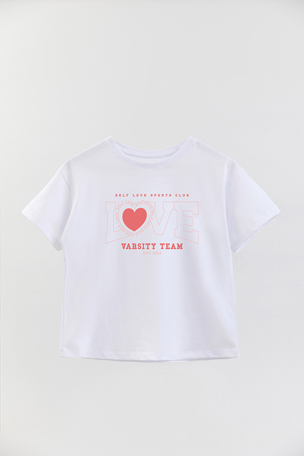 REMERA GIRL OVER LOVE VARSITY