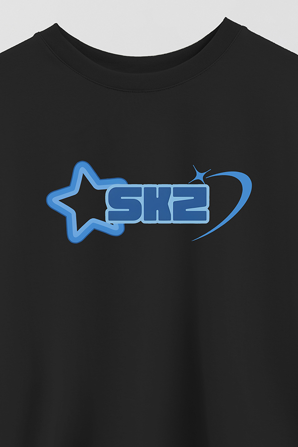 REMERA CROP ESTAMPADA SKZ AZUL