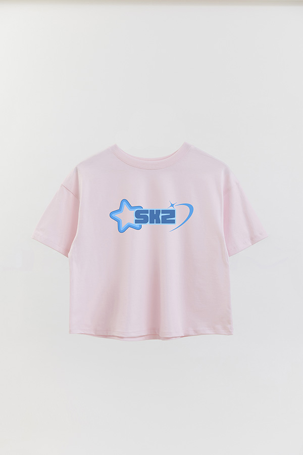 REMERA CROP ESTAMPADA SKZ AZUL