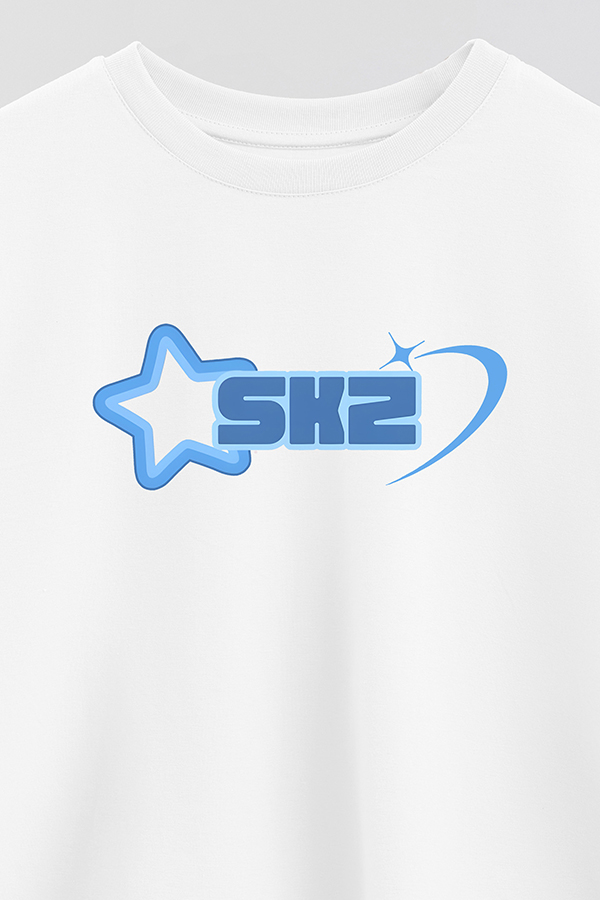 REMERA CROP ESTAMPADA SKZ AZUL