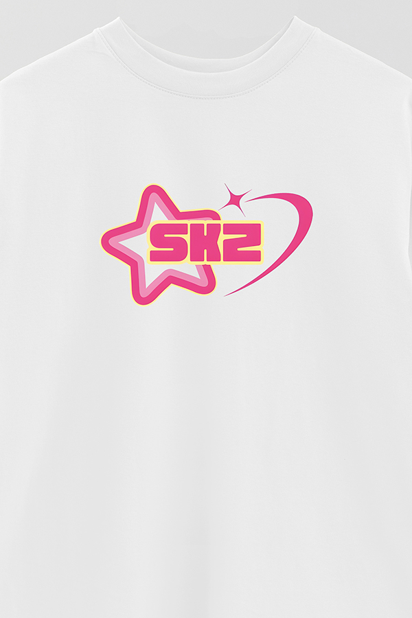 REMERA OVER ESTAMPADA SKZ ROSA
