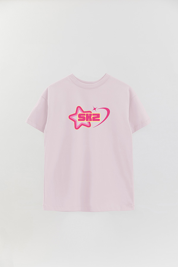 REMERA OVER ESTAMPADA SKZ ROSA