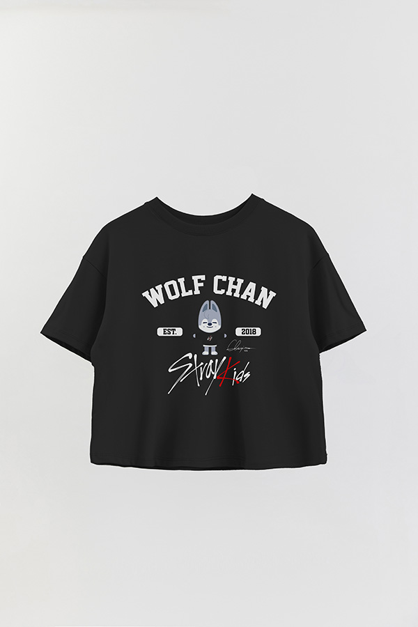 REMERA CROP ESTAMPADA SKZOO WOLF CHAN