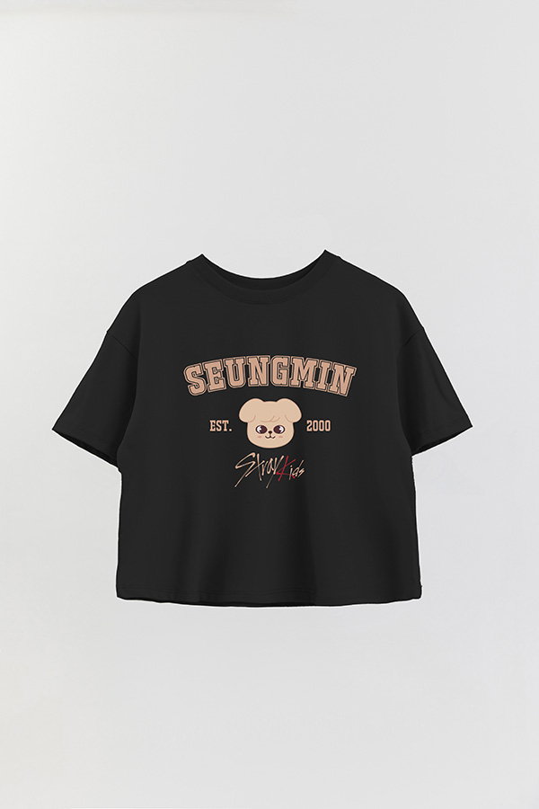 REMERA CROP ESTAMPADA SKZOO3 SEUNGMIN
