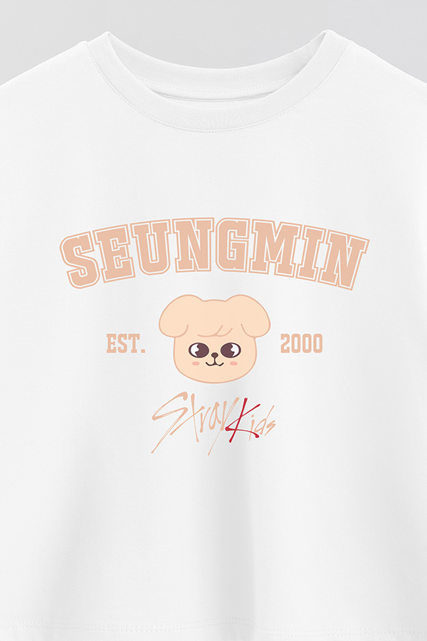 REMERA CROP ESTAMPADA SKZOO3 SEUNGMIN
